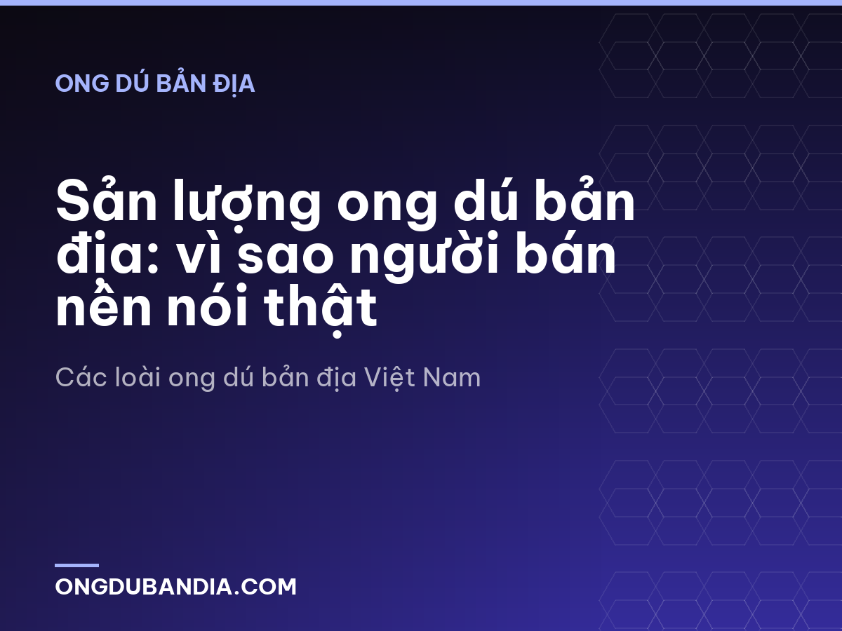 Sản lượng ong dú bản địa: vì sao người bán nên nói thật